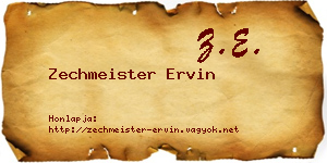 Zechmeister Ervin névjegykártya